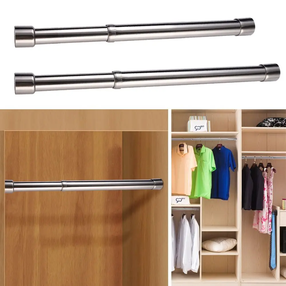 Nützliche ausziehbare Kleiderschrank-Kleiderstange aus Edelstahl, verstellbare Schrankschiene, Stangenvorhang, Teleskop-Hängestange
