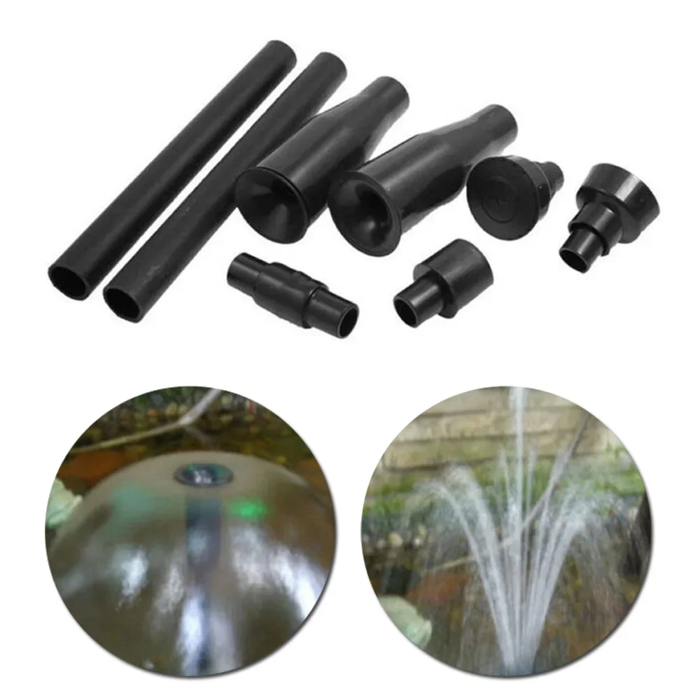 8 stücke Brunnen Düsen Kopf Schwarz Hause Multi Funktionale Garten Wasser Pumpen Kunststoff Aquarien Aquarien Teiche Pools Zubehör Image