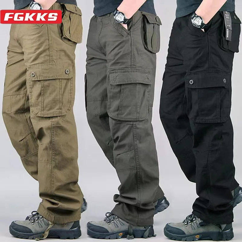 FGKKS 2024 Outdoor Casual Hosen Männer Dünne Große Tasche Mode Cargo Hosen Hohe Qualität Design Heißer Casual Hosen Männer