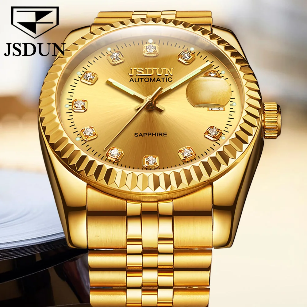 Jsdun neue original Herren uhr Mode Luxus Herren automatische mechanische Uhr Armbanduhren hochwertige wasserdichte Uhr für Herren Image