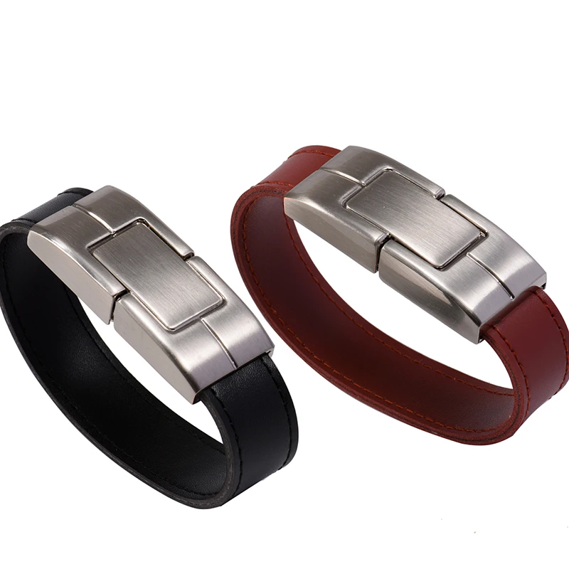 JASTER USB-Flash-Laufwerk 64 GB Leder-Metall-Schlüsselanhänger Pendrive Creativo 32 GB 16 GB 8 GB 4 GB USB2.0-Armband Image
