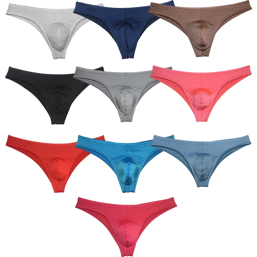 Slip Bikini da Uomo a Triangolo, Mutande a Vita Bassa, Slip da Spiaggia con Effetto Modellante, Micro Shorts Elastici Lucidi, Sexy e Setosi per l'Estate