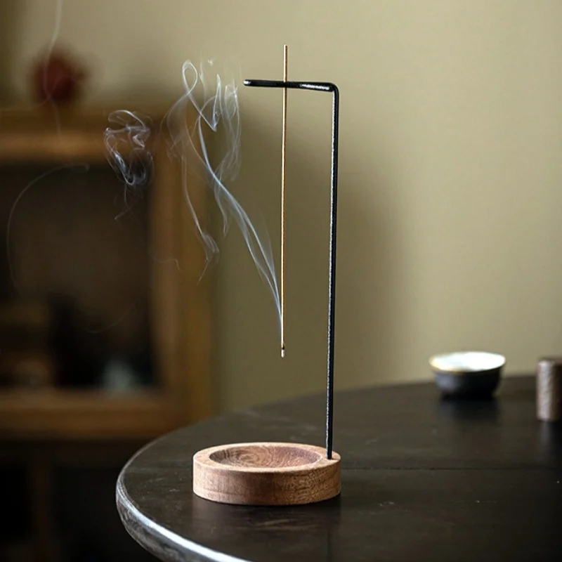 Kreative Auf Den Kopf Weihrauch Brenner Holz Hängen Weihrauch Stick Halter Mit Asche Tablett Hause Innen Dekoration Ornament Handwerk Image