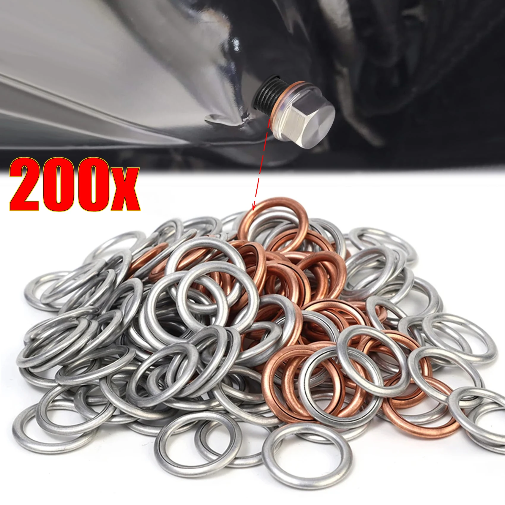 Auto Ölwanne Ablauf Dichtung Entwässerung Bolzen Pad Aluminium/Kupfer Ölablassschraube Dichtung Austauschbares Zubehör für Audi Volkswagen Image