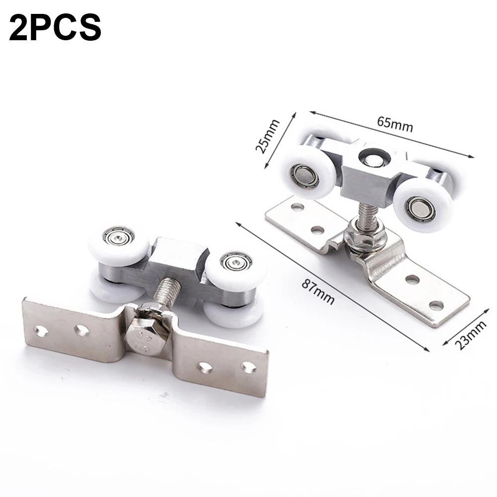 2 Stück Schiebetürrollen-Hardware Schiebetüren Riemenscheibe 4-Räder Glastür Hängeschiene Schienenrolle Stille Nylonräder