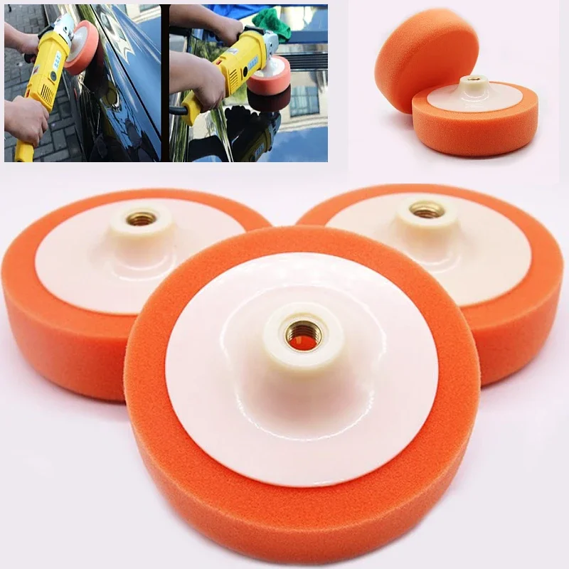 3 stücke 125/150mm Auto Auto Polier pad für Polierer Schwamm rad Wachsen orange Autozubehör Poliers cheibe Wasch wartung Image