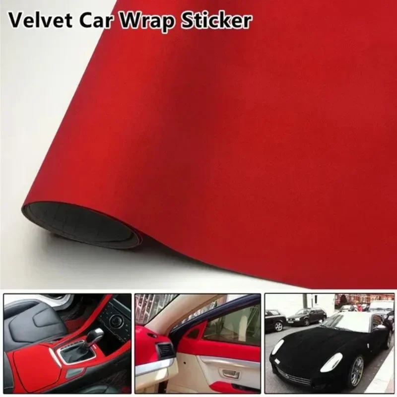 Einfarbige Samt Wildleder Stoff Vinyl Auto Wrap Aufkleber Auto Styling selbst klebende Folie Image