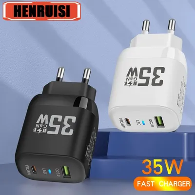 35w gan ladegerät typ c schnell aufladen qc 3,0 für iphone 15 14 pro max huawei xiaomi samsung poco tablet usb c ladegerät pd adapter Image