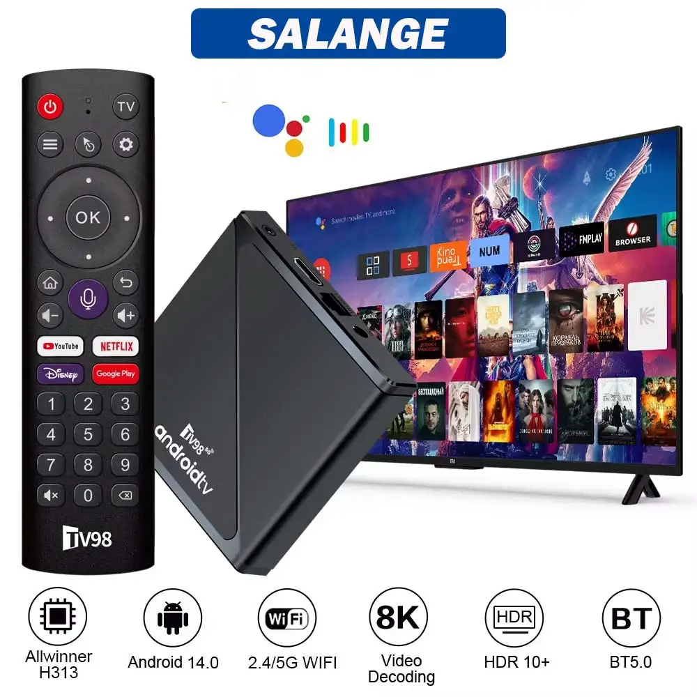 TV-Box Salange Android TV98 ATV PRO 1G 2G RAM 8G 16G ROM BT 5.0 Smart IPTV BOX Allwinner H313 Quad Core USB HDMI 2.0 kompatibel Image