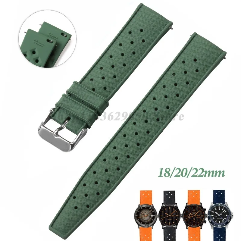 18/20/22mm Silikon band Schnell verschluss Sport Smartwatch Band Weich gummi Männer Frauen Universal atmungsaktives wasserdichtes Armband Image