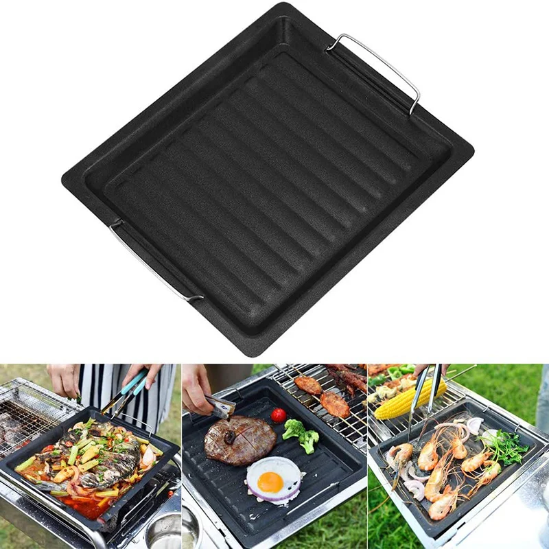 Grill Grill platte Grill pfanne Antihaft-Grill platte Küche Kochen Picknick im Freien Grill Grill pfanne Teller 30*25cm Image