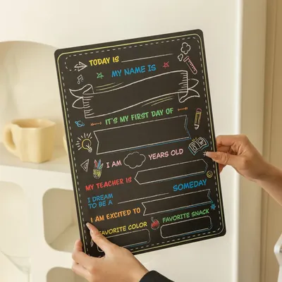 1pc-doppelseitiges erstes und letzter Schultag Tafel schild-wieder verwendbares hölzernes Meilenstein brett für Kinder Image
