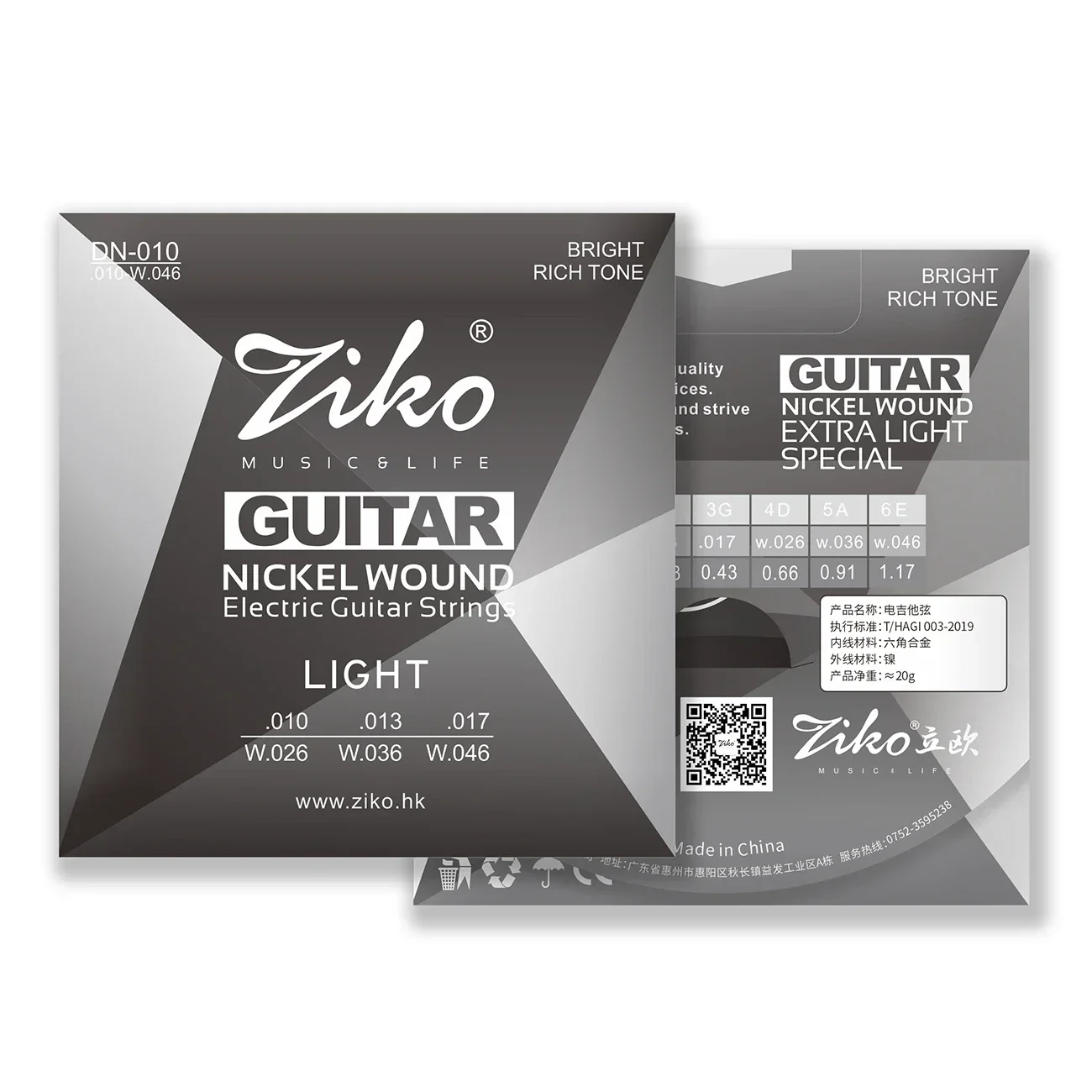 ZIKO E-Gitarre Saiten DN-010 Stahlkern Nickel umsponnen Guitarra Saiten spielen echtes Heavy Metal Rock Gitarrenzubehör Image