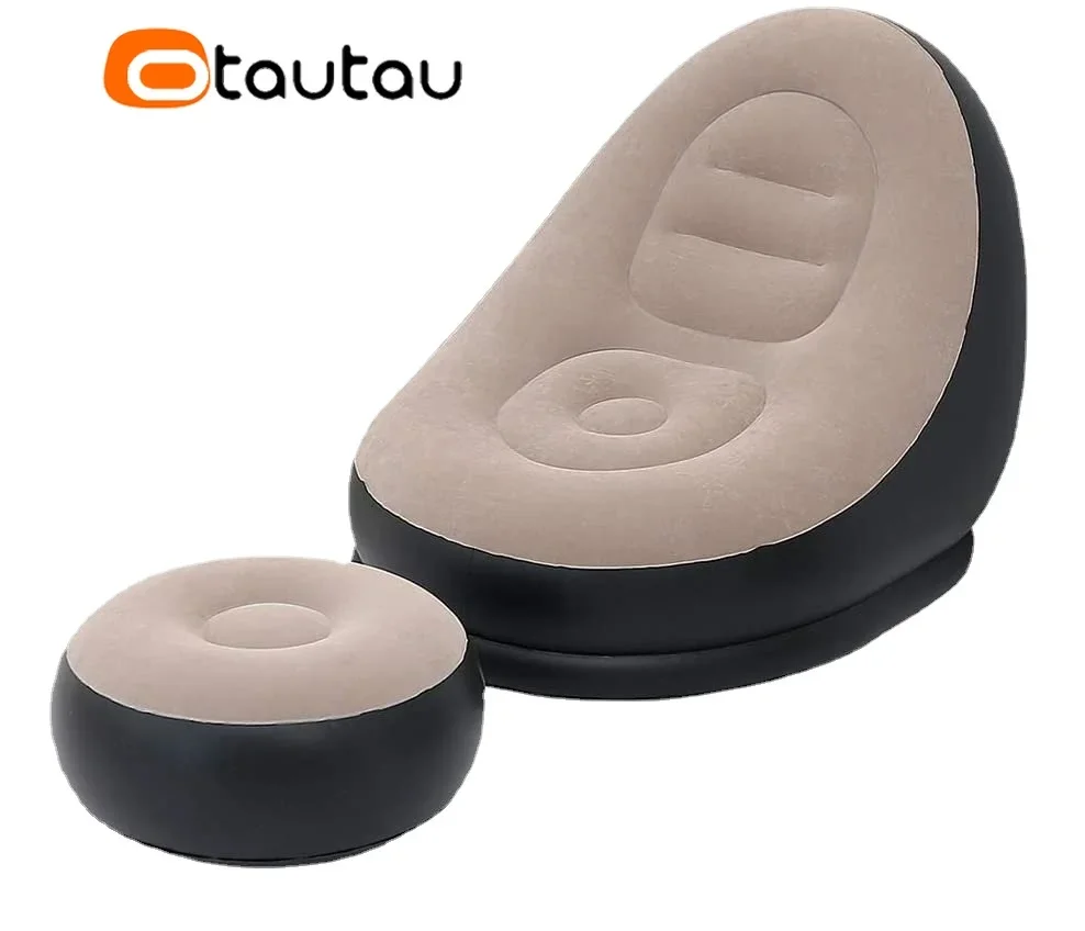 Otautau aufblasbare Liege mit Fuß schemel Ottomane Chaiselongue Liege im Freien tragbare Camping Couch Gartens tuhl Hocker sf029