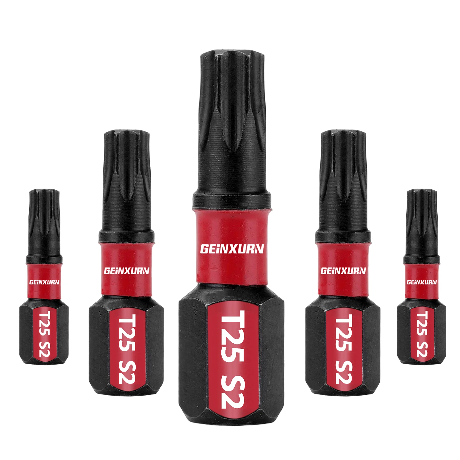 GEINXURN Impatto Resistente # 25 Torx 1 pollici. Inserisci punte per driver, punte magnetiche T25, set di punte per cacciavite T25 in acciaio legato S2 sfuso