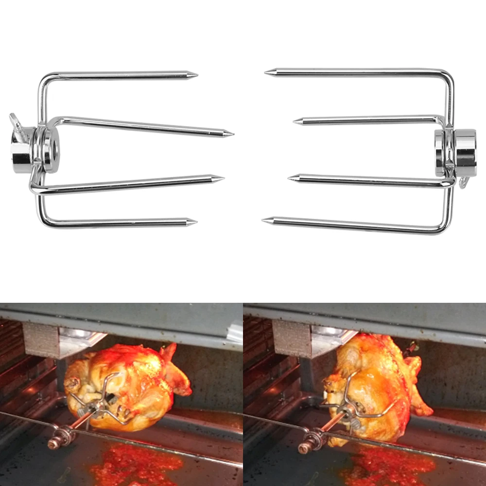 Grillzubehör Holzkohle Huhn Grill BBQ Werkzeug Rotisserie Fleisch Gabel Rotisserie BBQ Gabeln 2 teile/satz Edelstahl BBQ Gabeln
