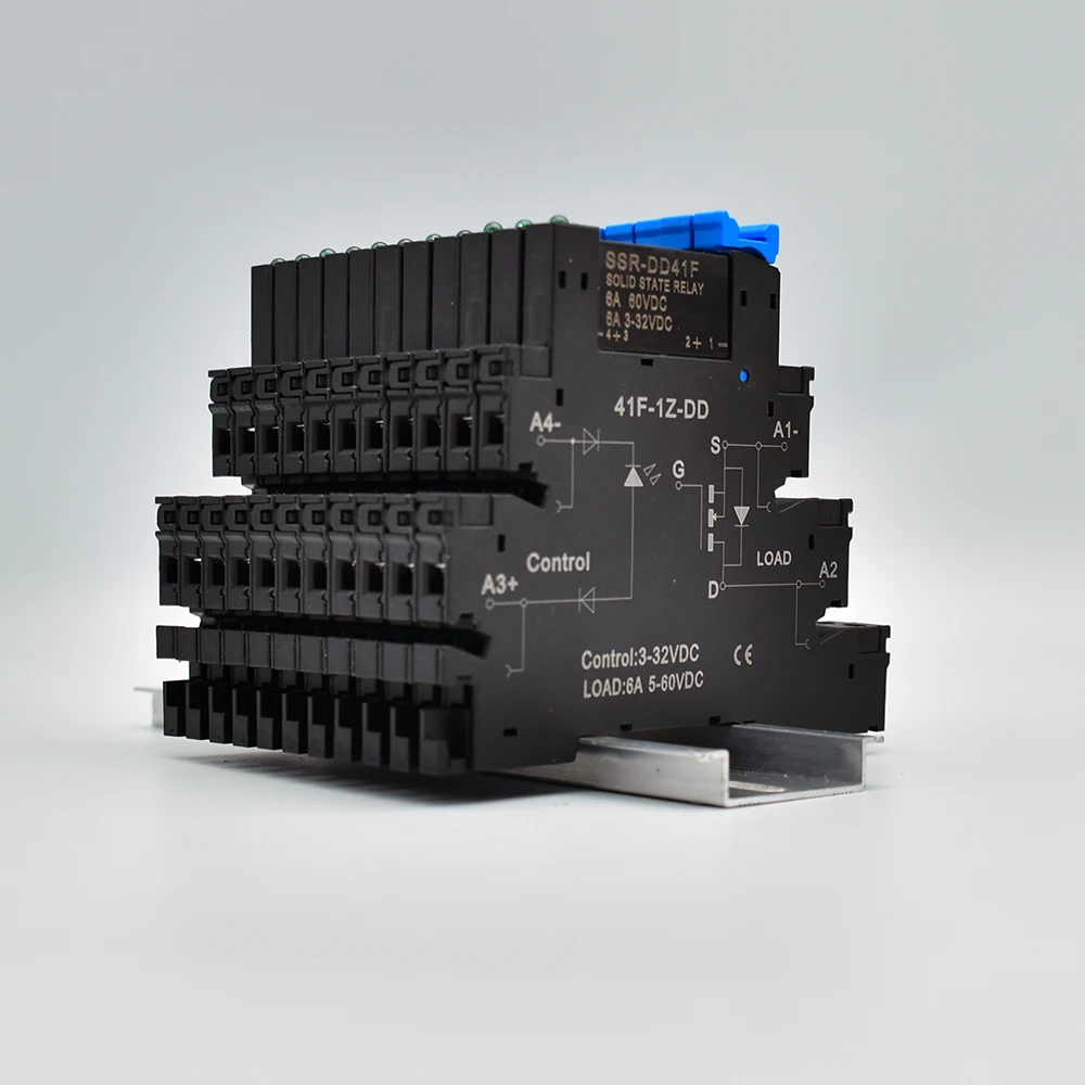 1 stücke DC steuerung AC 6A schlanke interface solid state relais modul din ssr schlanke relais DC steuerung DC 41F-1Z-C2 ssr relais din schiene Image