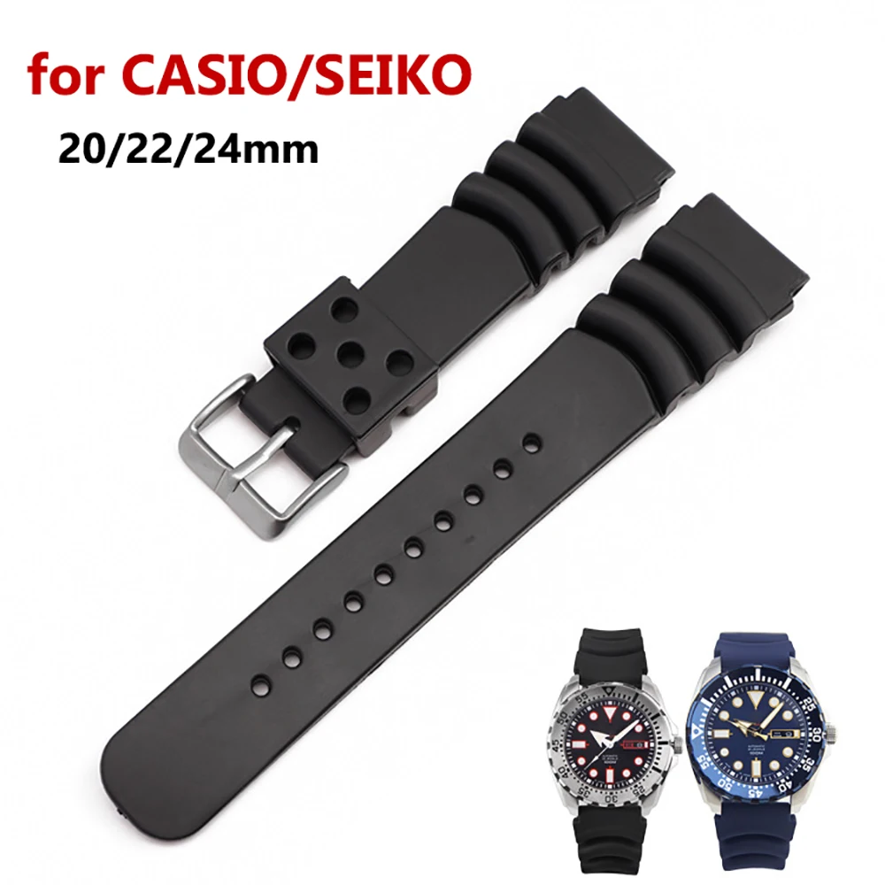 Armband für Seiko 20mm 22mm 24mm Diver Gummi Uhrenarmband Silikon Sportarmband für Seiko SKX007/009 für Casio Uhr Image