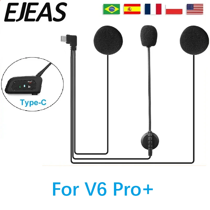 Das Original EJEAS Typ-C-Schnittstellen-Headset ist für den Abstand der V4PLUS V6Pro+ V7 Q7 Q8 Motorradhelm-Gegensprechanlage geeignet Image