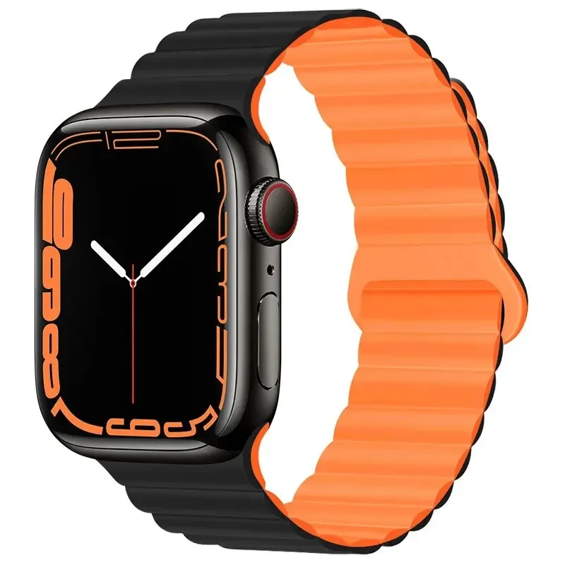 Silikonarmband für Apple Watch Band Ultra 49 mm 44 mm 45 mm 40 mm 41 mm 42 mm Magnetisches Sportarmband IWatch Serie 9 8 7 6 5 4 3 SE Image