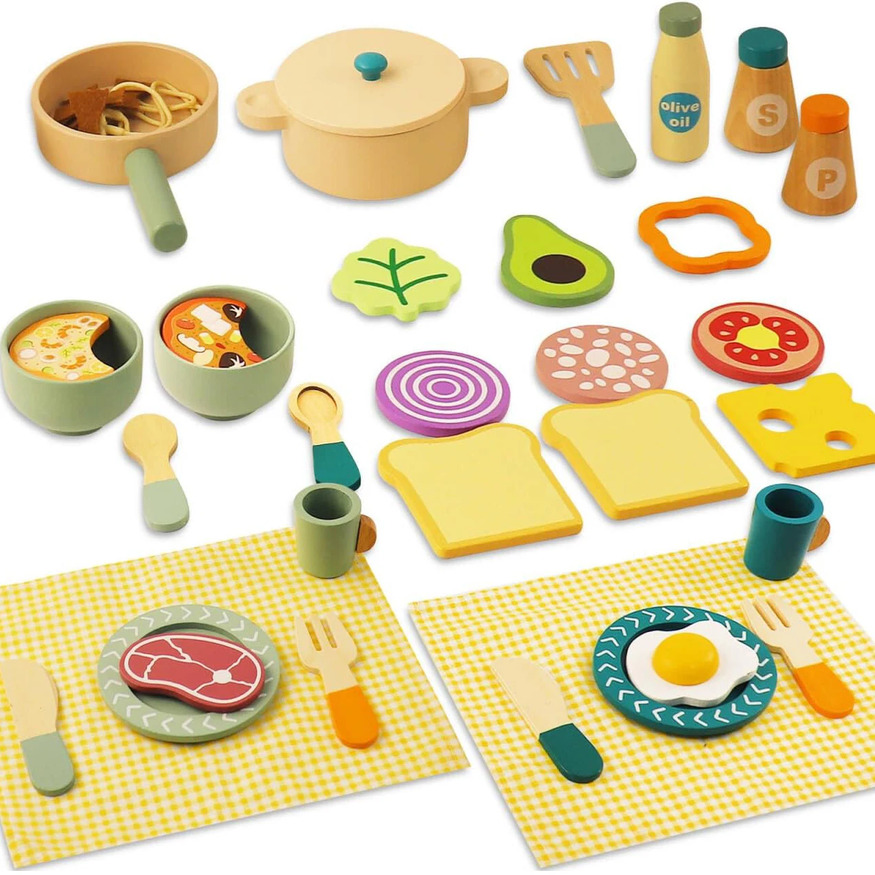 Holz Küche Spielzeug Pretend Spielen Set Cut Fleisch Gemüse Simulation Küche Spielhaus Spiel Montessori frühen Pädagogisches Spielzeug Image