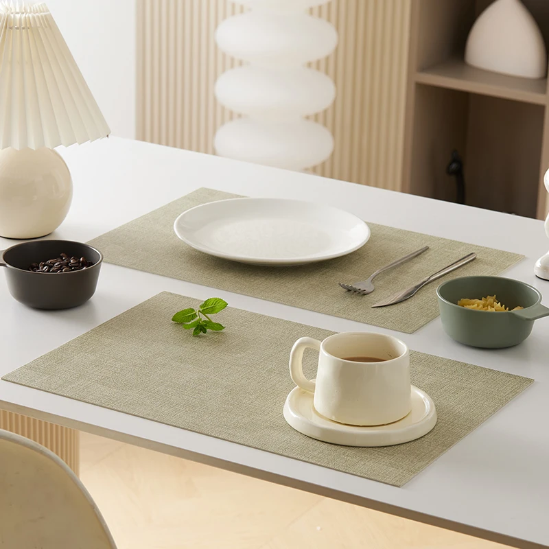 4 Teile/satz Stoff Stil PVC Kunstleder Tischsets Weiß Luxus Wasserdichte Küche Image