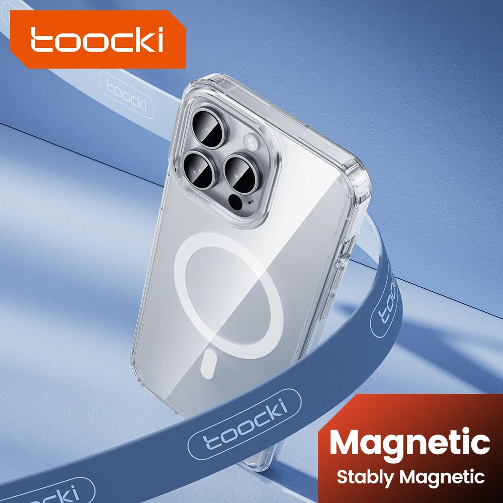 Toocki klare magnetische Telefon hülle für iPhone 15 14 plus TPU PC Anti-Oxidations-Airbag Anti-Drop-Telefon abdeckung für iPhone 13 Pro max Image