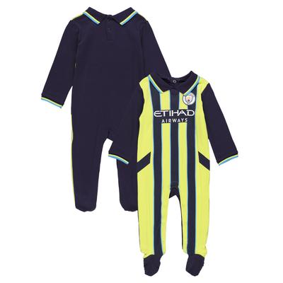 Manchester City 2024-25 Auswärtstrikot-Schlafanzug – Marineblau/Gelb – Baby Image