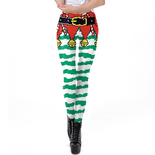 Pantalon Leggings père Noël Elfe Noël Tenue Quotidienne pour Femmes Adultes Noël Mascarade la veille de Noël Soirée Noël Pantalon