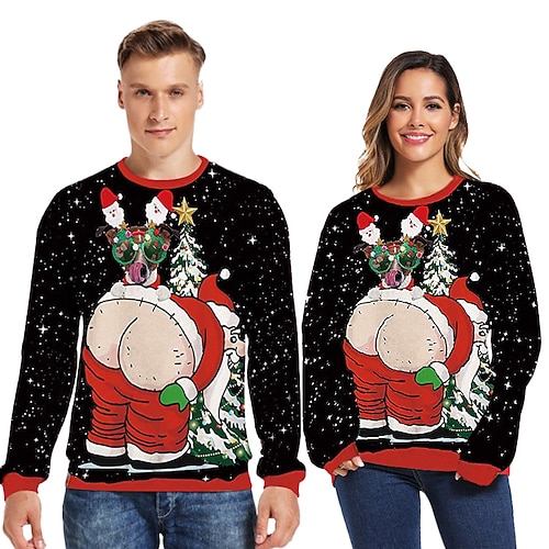 Sweat à capuche Pull Sweat-shirt de Noël amusant Impression 3D Noël Nouveauté 3D Costume de père noël père Noël pour Couple Homme Femmes Adolescent Adulte Impression 3D pour Noël Carnaval Mascarade