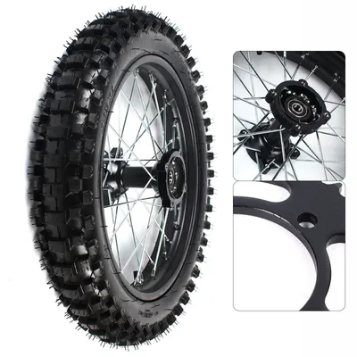 16" For Dirt Bike KX100 CRF150 XR100 Rear Wheel 90/100-16 Tire Rim W/ Sprocket Black