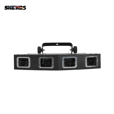 SHEHDS 4 Head RGB Full Color Scanner Line Projector Light 51 Patterns DMX512 Dj Equipment Party