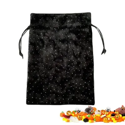 Tarot Storage Bag Rhinestone Dotted Tarot Card Velvet Bag With Drawstring Beautiful Fabric Pouch