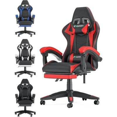 Bigzzia Gaming Chair with Footrest Gamer Chairs Ergonomic with Lumbar Cushion Headrest Chair Height