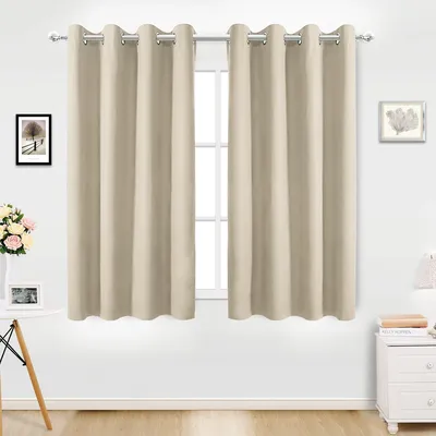 34 in. W x 84 in. L Blackout Curtains with Grommet Top Room Darkening Noise Reducing, Beige（1 Panel）