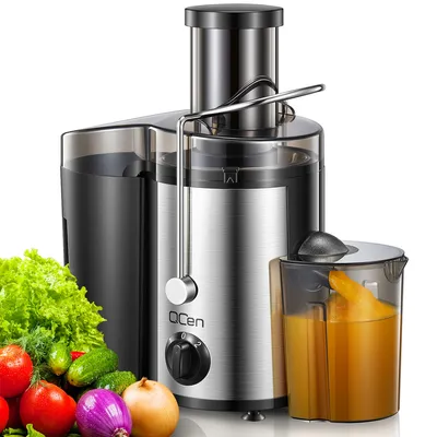 Qcen Juicer Machine, 500W Centrifugal Juicer Extractor with Wide Mouth 3” Feed Chute for Fruit