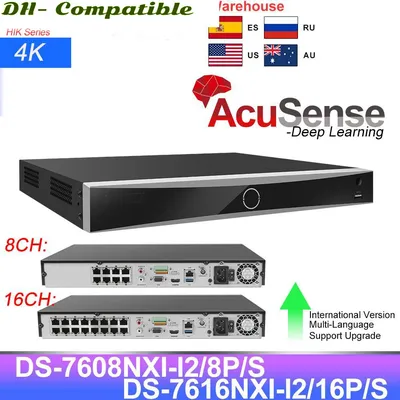 HIK 4K 8CH 16CH Poe NVR replace DS-7608NXI-I2/8P/S DS-7616NXI-I2/16P/S AcuSense CCTV Surveillance