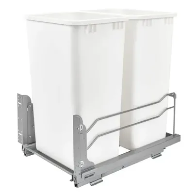 Rev-A-Shelf Double Pull Out Trash Can for Full Height Kitchen Cabinets 50 Quart 12.5 Gallon with