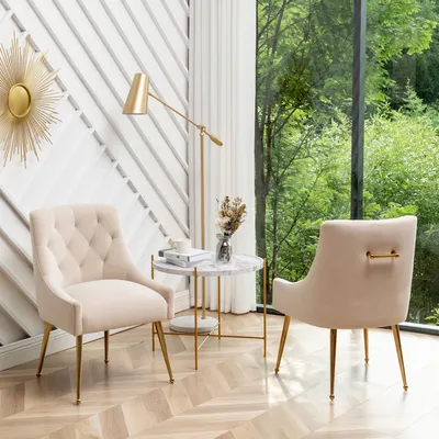 SEYNAR Modern Dining Chairs Set of 2, Upholstered Accent Chair Tufted Back Armless Chair with Back