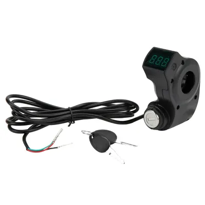 Electric Scooter Key Power Lock with Digital Display & 2 Keys - Thumb Throttle Voltmeter Accessory