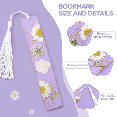 Creative Epoxy Bookmarks New Fashion Daisies Dried Flowers Tassel Bookmark For Readers Teachers