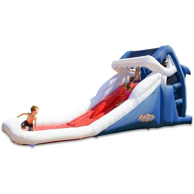 Great White 21' Long Inflatable Water Slide - Blower - Dual Racing Slide Climbing Wall Set up in