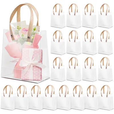 20pcs gift bag with handle, pvc tote bag wedding party birthday holiday gift packaging bag,