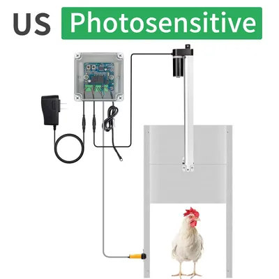 Automatic Door 66W Multipurpose Chicken Door White Door Opener for Farmers Wear-resistant Chicken