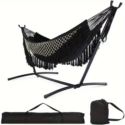 2 Person Heavy Duty 550 LBS Hammock with Stand Outdoor w/Carrying case US