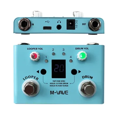 M-vave Lost Tempo Drum Machines & Looper Pedal Built-in 30 Drums 11 Mins Recoding Time High