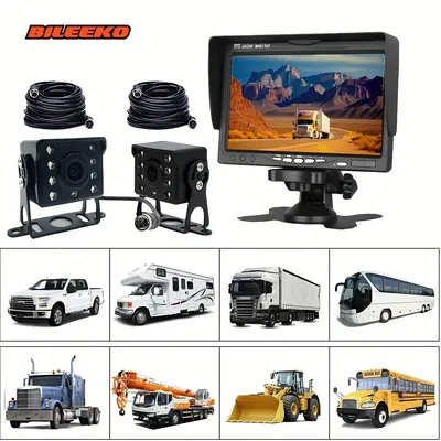 Vehicle Rear View Monitor 7" Screen With Backup Camera 4 Pin Cable Night Vision For Car Truck RV