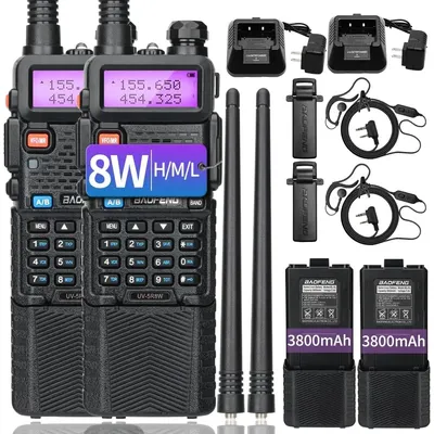 BAOFENG UV-5R 8W 3800mAh Tri Power VHF UHF Dual Band Portable Two Way Ham Radio Long Range