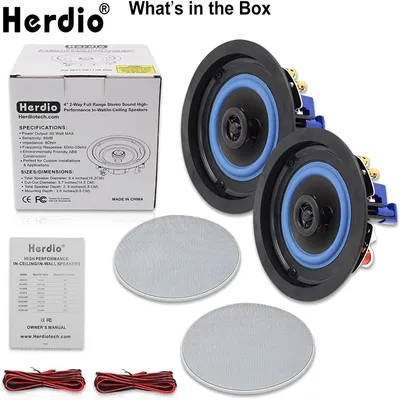 Herdio 4 Inch Ceiling Mounted Speaker Recessed Ceiling Wall Waterproof Speaker For Bathroom kitchen