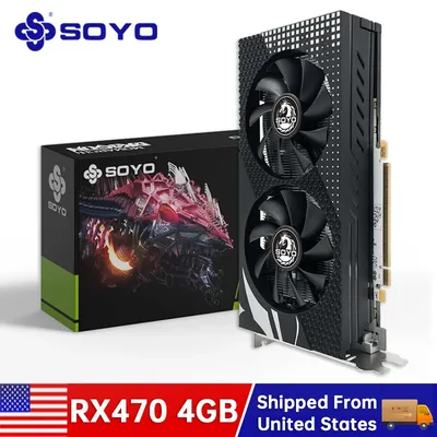 SOYO AMD Radeon RX470 4G Graphics Card GDDR5 256Bit PCIE3.0x16 DP DVI Interface Gaming Video Card